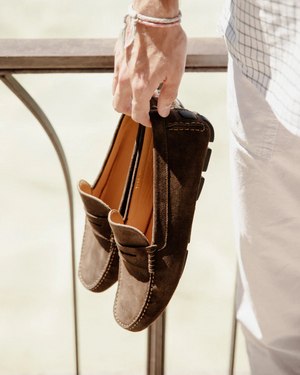Barcelona Penny Strap - Olive Suede
